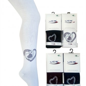 Children's pantyhose with heart design stone
