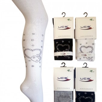 Children's pantyhose with flower and heart designed stones