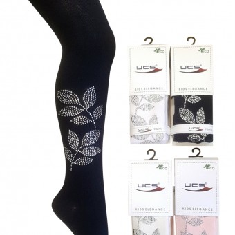 Children's pantyhose with leaf designed stones