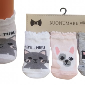 cat designed baby short socks