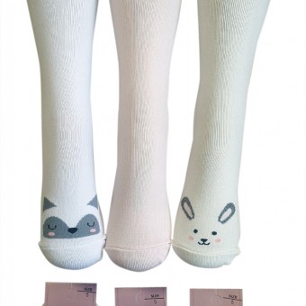 3D kedi ve tavşan desen kız çocuk dizaltı çorap