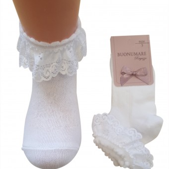 Children's school socks with lace accessories