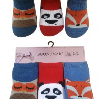 Tilki baykuş panda desen 3 lü bebek kışlık çorap