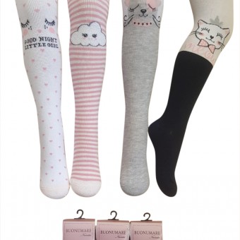 Sleeping girl and rabbit designed girls cotton tights